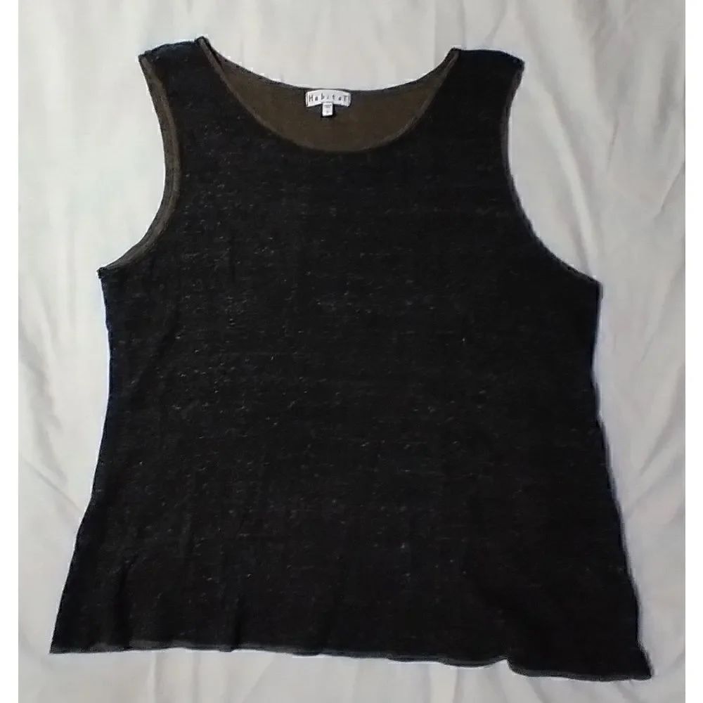 HABITAT WOMENS COTTON BLEND TOP SLEEVELESS TANK SIZE LARGE GREEN AND DARK GRAY